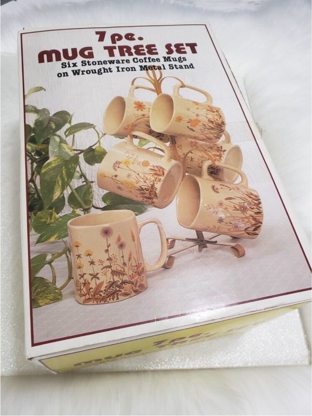 RARE Vintage Wildflower Hexagon Mod 70s Coffee Mug Cottage‎ Core Japan